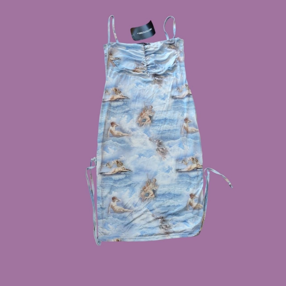 PrettyLittleThing Blue Cloud Print Mini Dress
